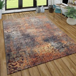 tapis poils ras salon aspect use patchwork style industriel moderne colore 120x170 cm cdiscount maison