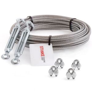 SET 25m câble acier galvanisé 6x7 4mm + 6 serre-câbles étrie et 2 tendeurs  a cage crochet-oeil : : Commerce, Industrie et Science