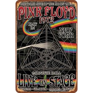 OBJET DÉCORATION MURALE 1972 Pink Floyd at Carnegie Hall Enseigne en métal