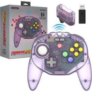 MANETTE JEUX VIDÉO Tribute64 2.4Ghz Mantte Sans Fil Pour Nintendo 64-Switch-Pc-Mac Atomic Purple[b2874]