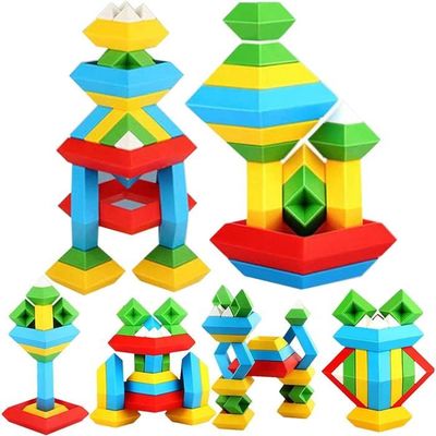 OSDUE Blocs De Construction Magnétiques 84 Pièces – Triangles, Carrés, Rectangles, Secteurs Et Hexagones – éducatif Dès 3 Ans