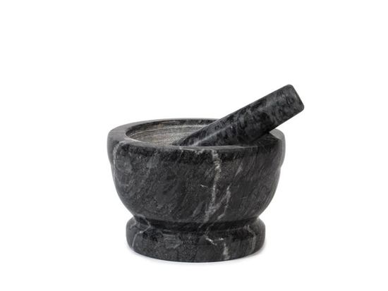Mortier Et Pilon En Marbre Noir – 18 Cm – Idéal Pour Épices, Pesto Et Préparations Maison