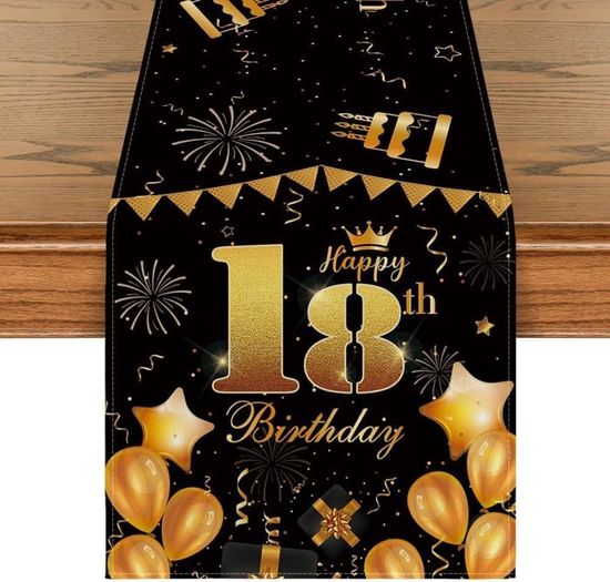 Chemin De Table « Happy Birthday » - 33 X 178 Cm - Vintage