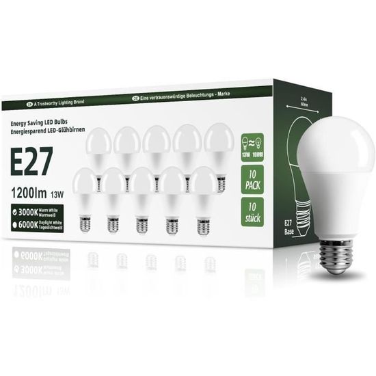 Ampoule LED A60 E27/4,5W 40W  470 Lm 6500 K Blanc Lumière Du Jour Mat 3 Pieces