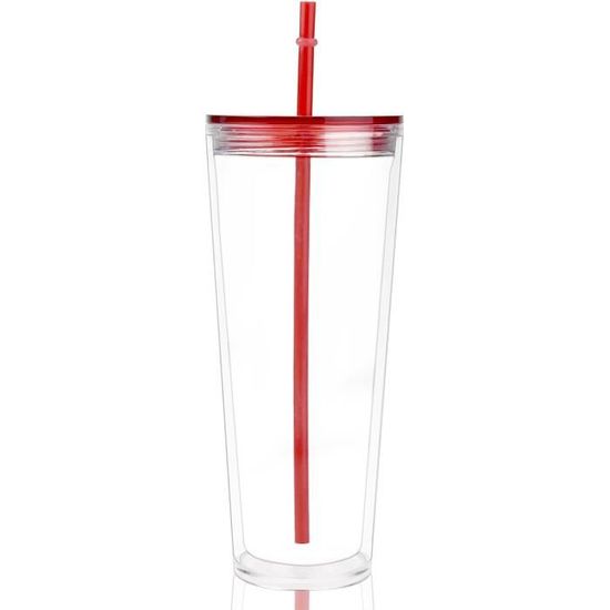 Tasse En Acrylique Réutilisable Avec Couvercle Et Paille - 450 Ml - Transparente - Pour Voyage, Plage Et Fêtes