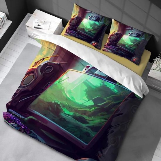 Jeux Parure Housse de Couette Moderne Gamer Parure de Lit 140x200cm