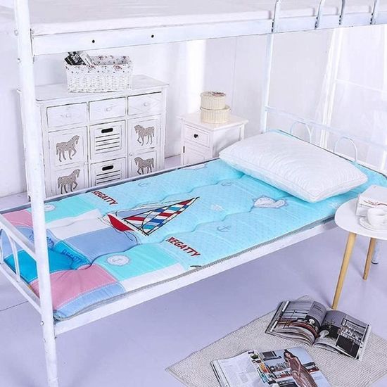 Futon Sol Coton Matelas Tatami Pliant 140x190cm - Remplissage Coton - Bleu - Pour Sol Ou Lit Tapis Sol épais