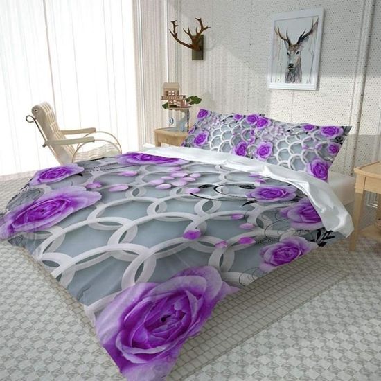 Housse de Couette imprimé 3D Housse de Couette Art Floral Taille, Un