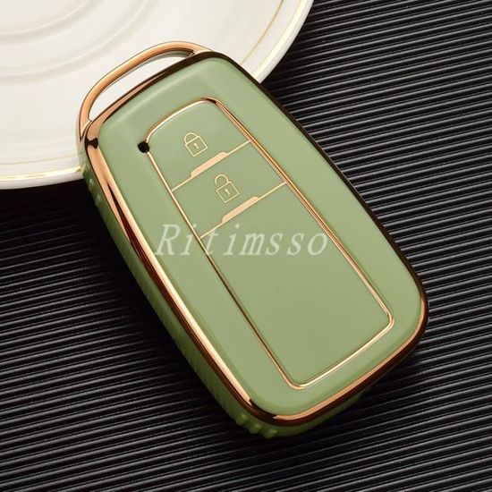 Coque Clé Voiture TPU Compatible Fiat 500 500L Brava Bravo - Protection Élégante Dorée Avec Strass