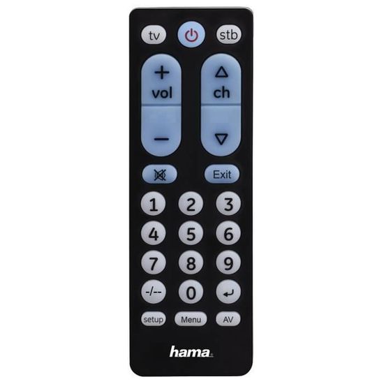 Hama 00040072, STB, TV, IR Wireless, Appuyez sur les boutons, Noir