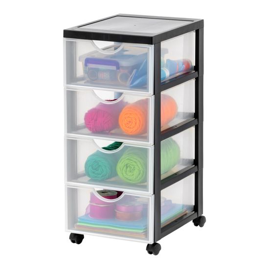 Iris Ohyama Tour De Rangement à Roulettes 6 Tiroirs Gris - Meuble De Rangement Pratique Pour Bureau, Chambre Et Salle De Bain