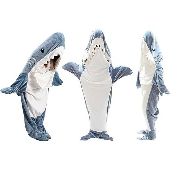 Couverture Requin Adulte Portable Capuche Flanelle Super Doux Pyjama, Shark  Blanket Sweat à Capuche,Déguisement Cosplay Bleu - Cdiscount Prêt-à-Porter