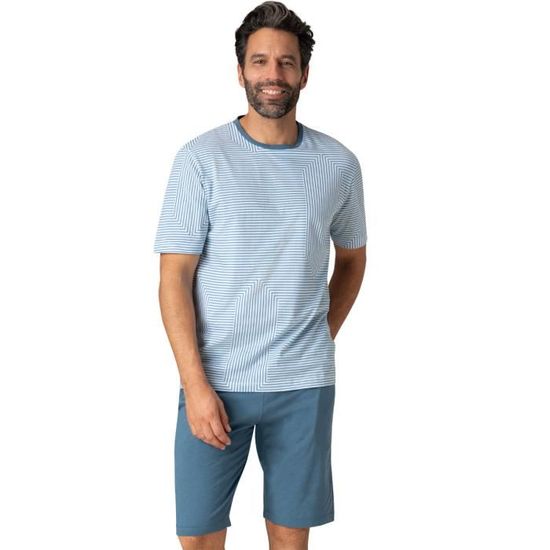 Pyjama court en coton bio bleu pour homme EMINENCE col rond OEKO TEX standard 100 Cdiscount Pret a Porter