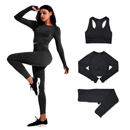 Ensemble De Vêtements De Sport sans Couture pour Femme - 3Pcs - Noir - Yoga  - Fitness - Squat Proof - Butt Lift Noir - Cdiscount Sport