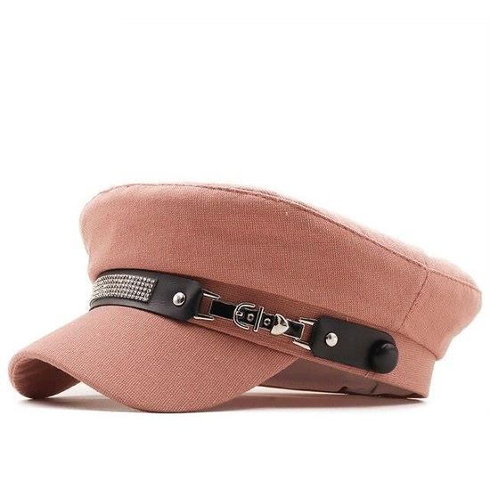Béret Militaire Femme En Laine Pure - Avec Bandeau Cuir Véritable - Ajustable Taille Unique