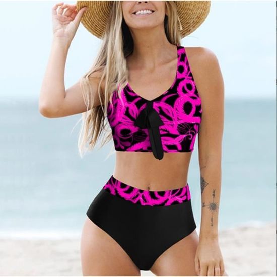 Sxyote Femme Mallot De Ban Une Pèce Talle Haute Rétro Monokn à Avec Jupette Fleur