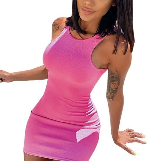 Robe Moulante Jennyfer Orange - Taille S (36) - Sans Manches - Occasion Très Bon état