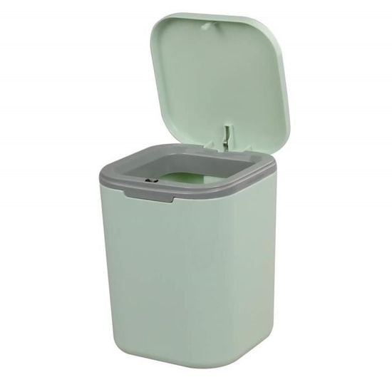 Mini Panier De Bureau Muitomas - Avec Porte Rabattable Et Couvercle Amovible, Vert Sauge, Compact Pour Bureau Ou Salle De Bain - 7