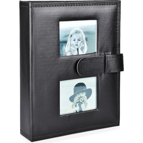 Album Photo Brighton Cuir Marron Et Noir – Format Livre, Pochette 4x6, Fermoir Cœur Argenté