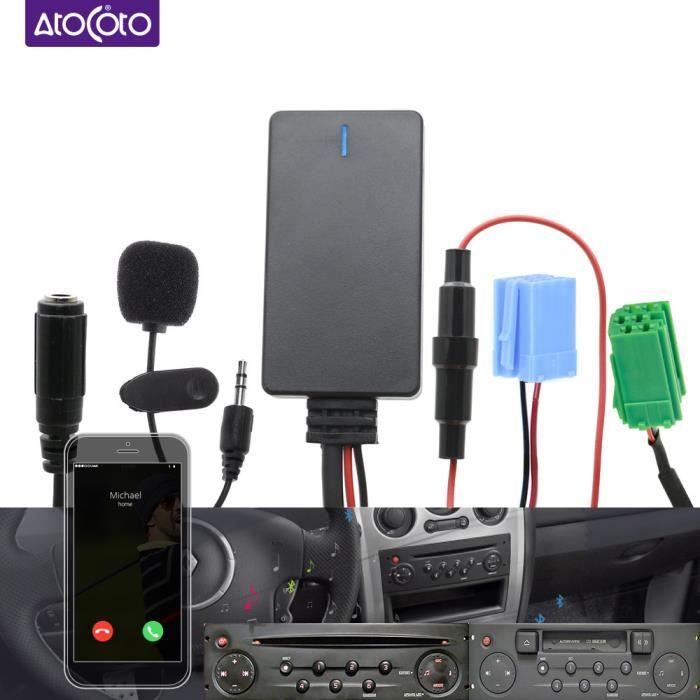 Bluetooth 5.0 AUX Câble Microphone Adaptateur pour Renault Clio Espace Kangoo Laguna Megane 2 Updatelist Radio