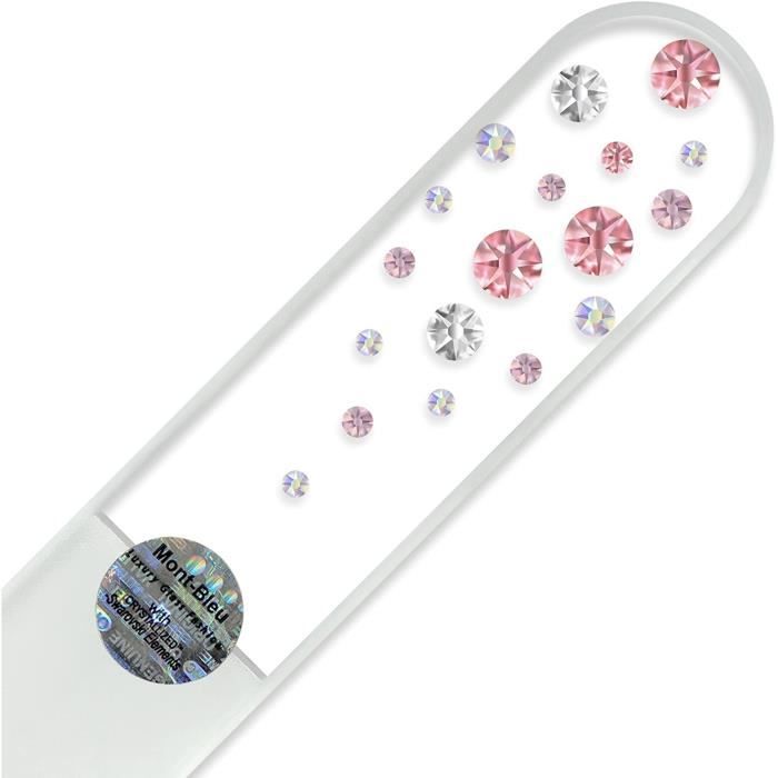 AJW-Grande lime à ongle en verre ornées à la main de cristaux de Swarovski Elements pochette en velours noir | Véritable verre[1082]