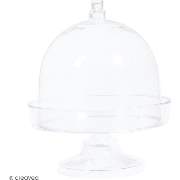 Mini-cloche en plastique avec socle - 9,5 x 11 cm - 4 pcs