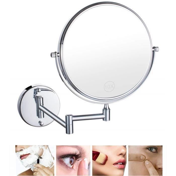 Double Face Miroir Mural Miroirs de Maquillage Miroir cosmétique 10 Fois grossissement