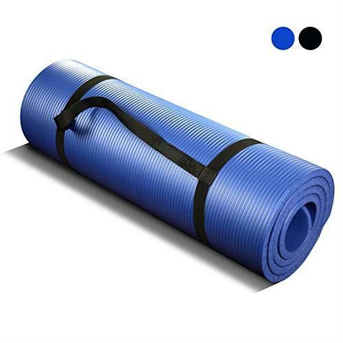Tapis De Yoga Antidérapant Pilates Mat Extra épais Avec Sangles De Transport-Bleu 180cm x 61cm x 1.5cm
