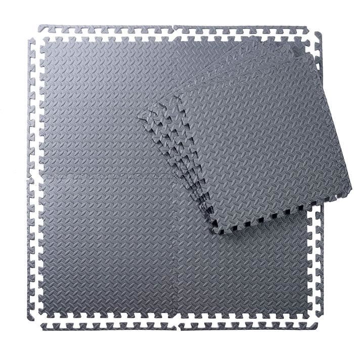 Wardmason Lot de 8 tapis de protection de fitness - Puzzle - Tapis de piscine - Tapis de sol d'extérieur avec bordures - 105