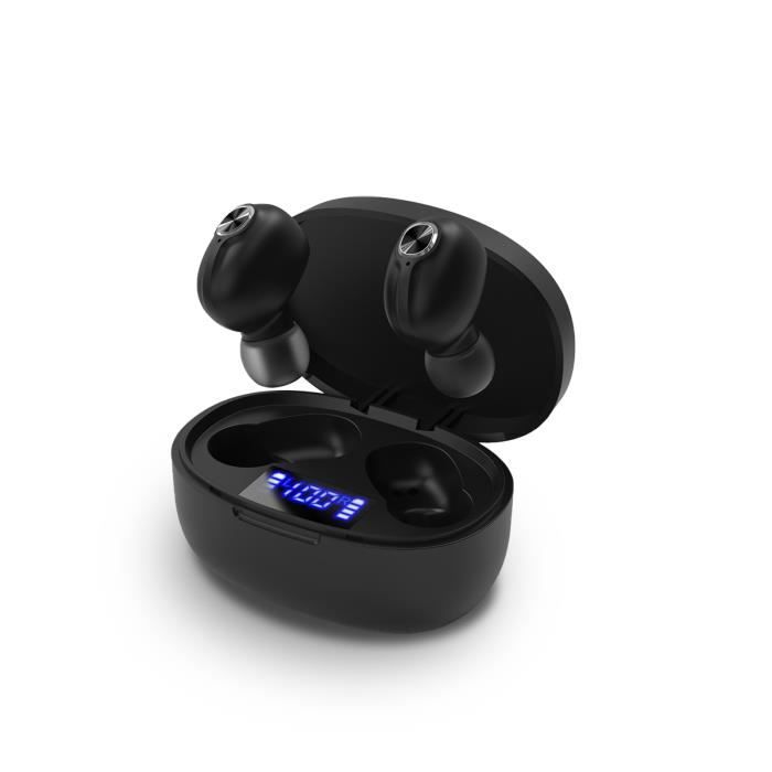 Casque Bluetooth - MBUYNOW T15 - Wireless Bluetooth Headset 5.0 Mini-écouteurs sportifs tactiles intra-auriculaires noir