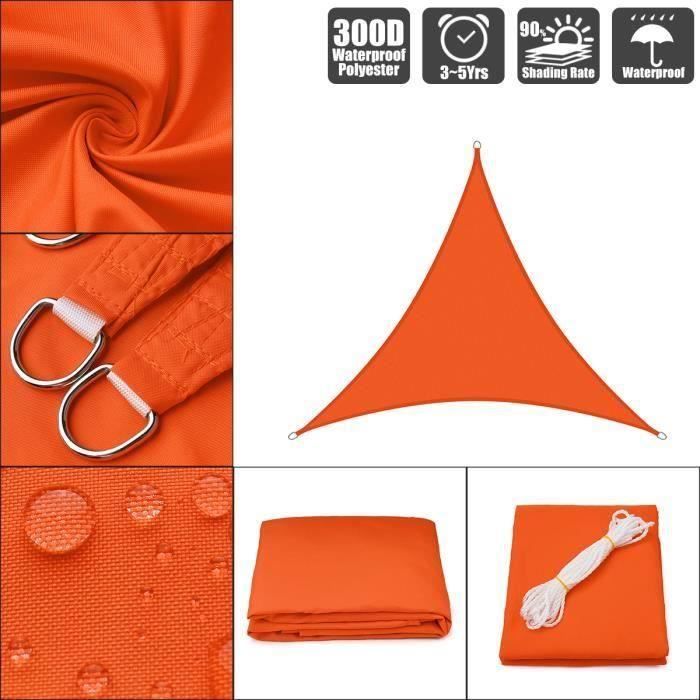 Triangle Voile D'Ombrage Orange Toile Solaire Imperméable Orange 10x10x10` - 3x3x3m At16200