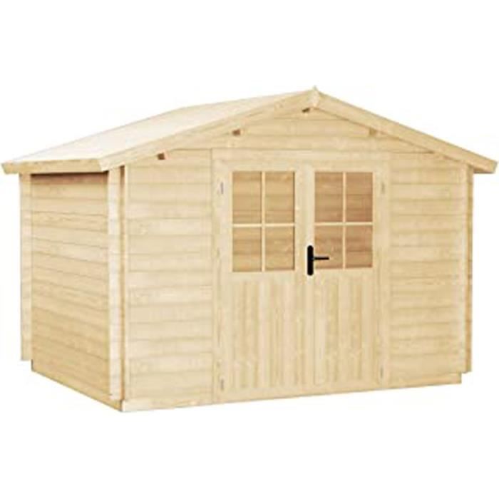 Bois Massif Abri De Jardin Pour Bûches De Bois Cabane En Rondins Hangar Outils De Jardinage Abri De Rangement Extérieur 28 Mm 3,1X3