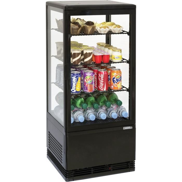 Mini Vitrine Réfrigérée 4 faces à  Poser - 78 litres Noire - Casselin