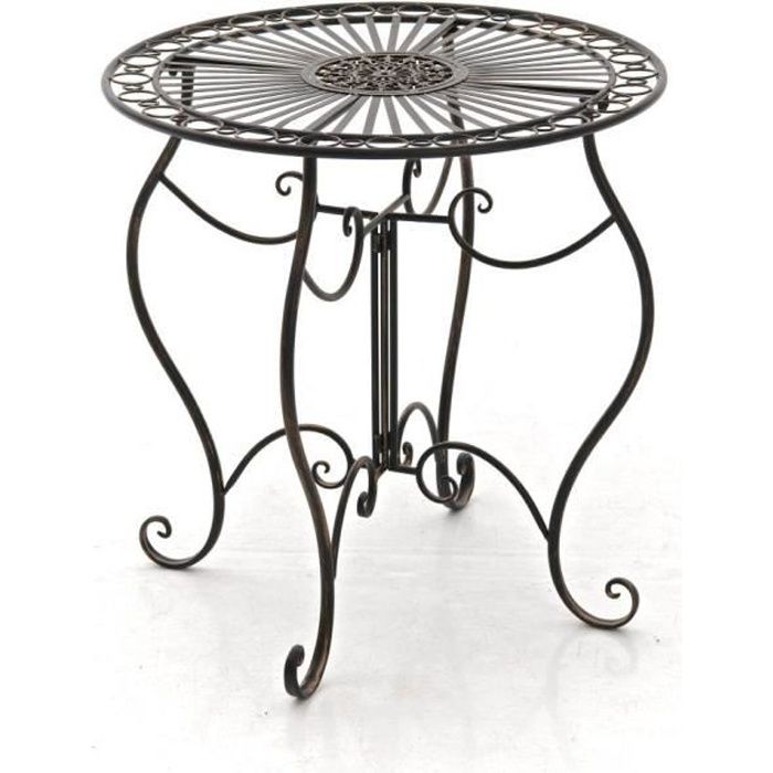 CLP Table de jardin ronde en fer forgé INDRA, faite à la main dans un style nostalgique, diamètre Ø 70 cm, 6 couleurs au choix72 ...