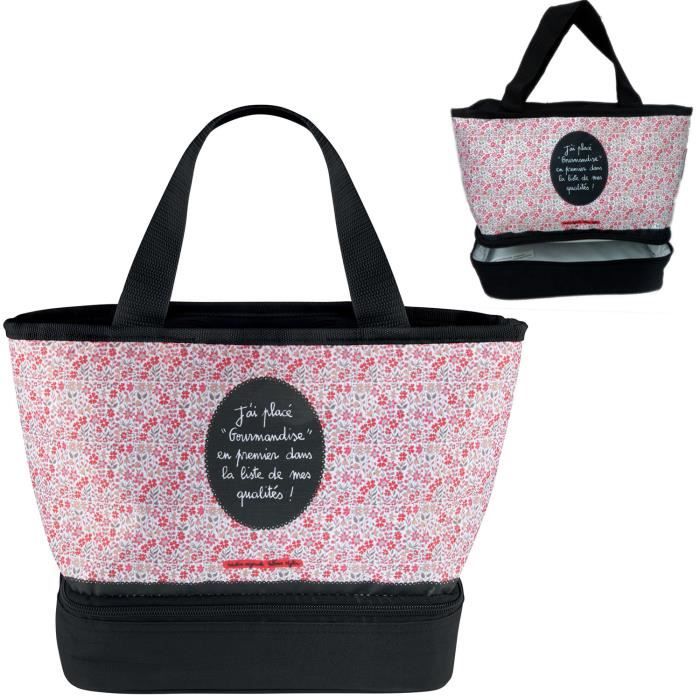 Sac à Lunch Isotherme GOURMANDISE Pour Goûter Déjeuner Repas Repas Bureau Pique-Nique de Cuisine Valérie Nylin Dlp Derrière La Porte
