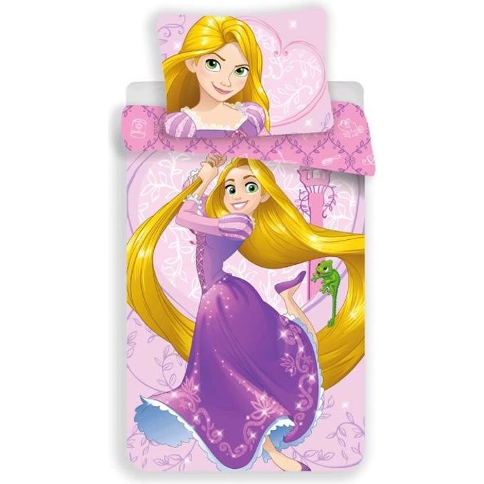 Princesse Raiponce - Parure de Lit Enfant - Housse de Couette Coton