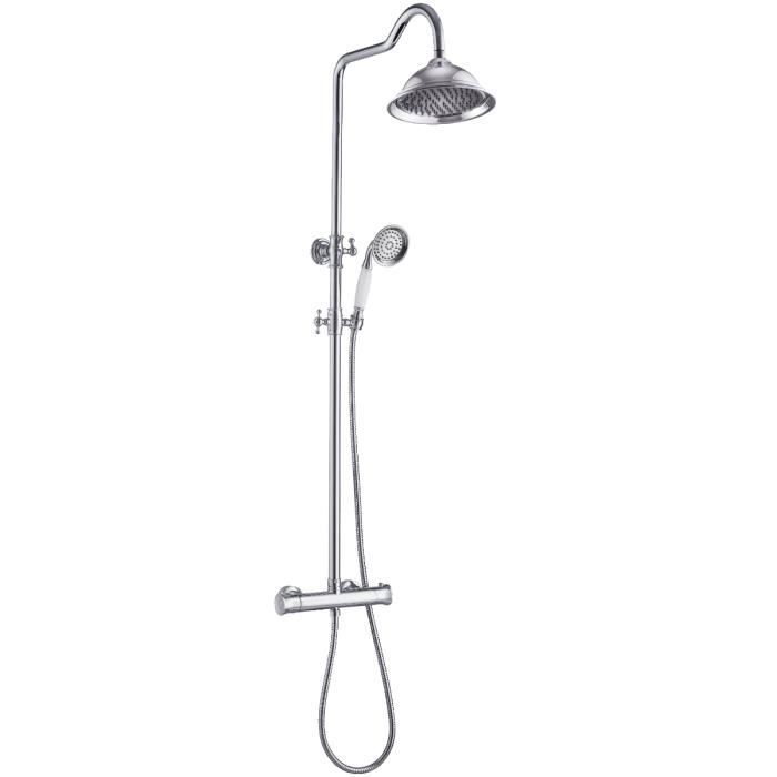 Leeds colonne de douche retro vintage mitigeur thermostatique Essebagno chromé