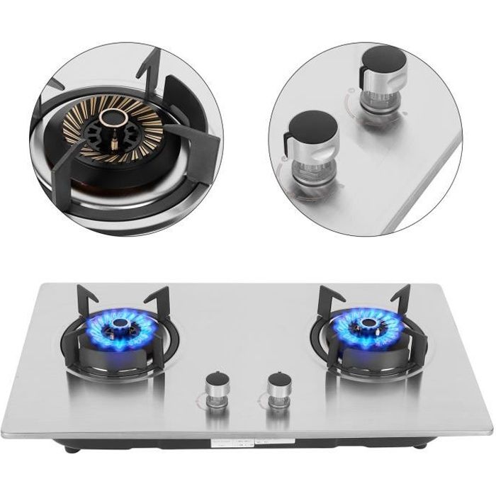 Plaque de Cuisson,Brûleur Table de Cuisson Gaz Cuisinière à gaz 2 brûleurs WOK -HENGLSHOP