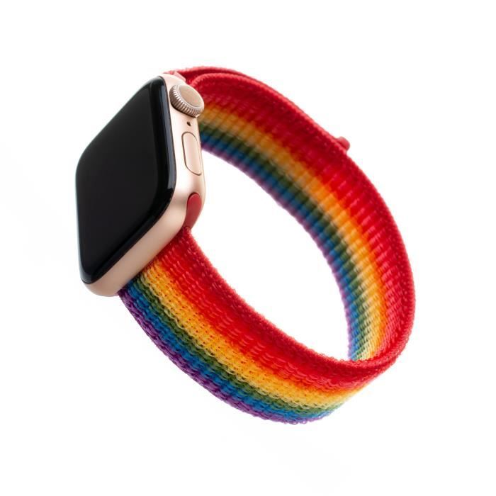 Bracelet en nylon FIXED Nylon Strap pour Apple Watch 38-40-41 mm, arc-en-ciel