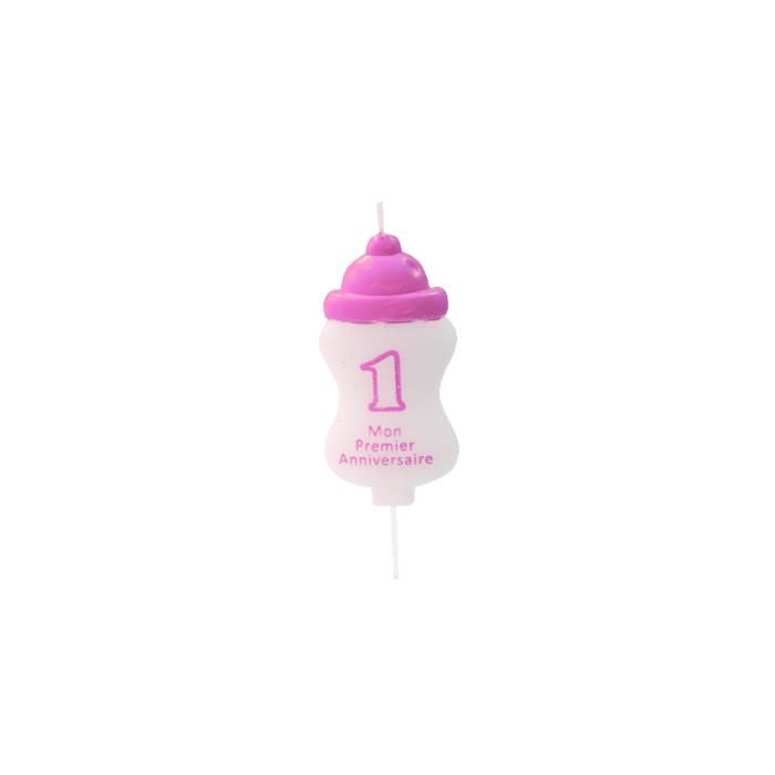 Bougie 'Mon premier anniversaire' - Rose