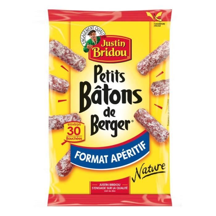 Justin Bridou Petits batôns de berger Saucisson Nature Apéritif 160g