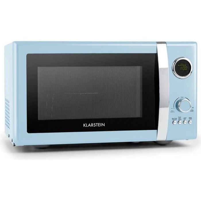 Klarstein Fine Dinesty Four micro-ondes combiné multifonction 23L - puissance 800W - Grill 1000W - design rétro années 50 - bleu