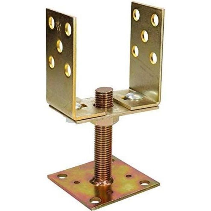 KOTARBAU® Support de Poteau en U 80 – 120 mm Pied De Poteau Manchon De Sol Poteau Vis Sur Pied De Sol Hauteur Réglable Plaque