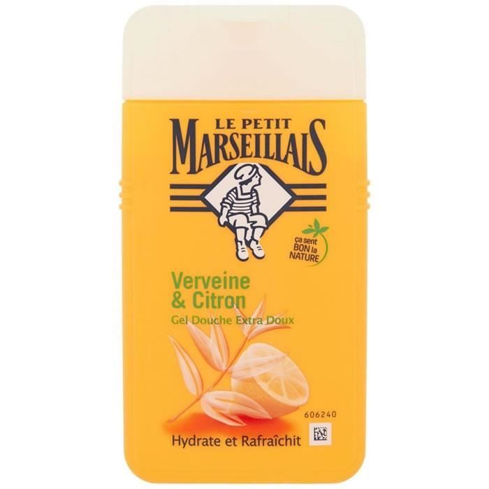 LOT DE 4 - LE PETIT MARSEILLAIS : Extra Doux - Gel douche verveine et citron 250ml