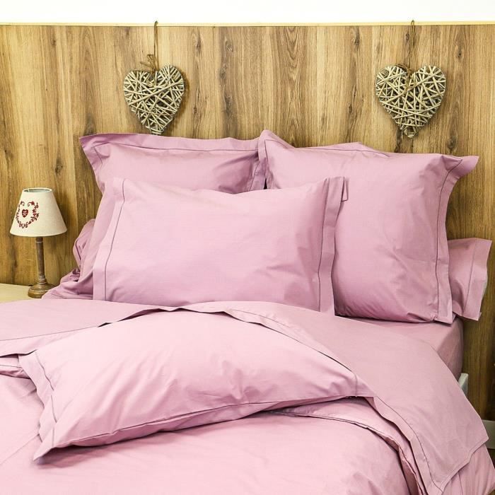 LINANDELLE - Parure housse de couette coton Percale 200 fils DESIREE - Violet - 240x260 cm