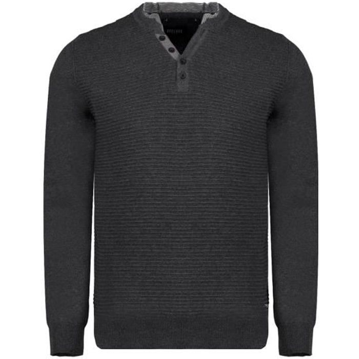 DEELUXE Pull col V boutonné JOYASON Black