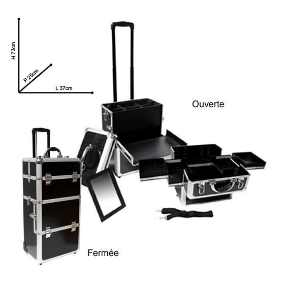 Valise Make-up trolley noire croco GM Parisax