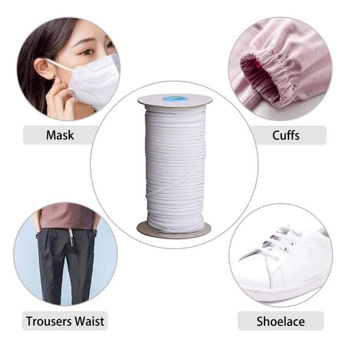 100 mètres tressé bande élastique corde 6 mm extensible lourd haute élasticité bobine de tricot pour l'artisanat de couture