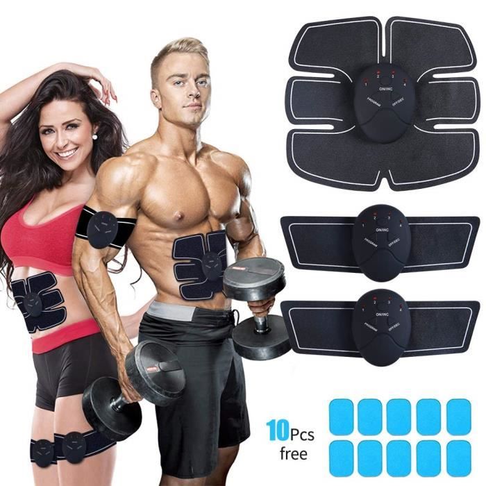 Appareil d'Electrostimulation EMS Ceinture Abdominale pour Bras/Jambes Formation Corps Adultes Electrostimulateur Musculaire Fitness
