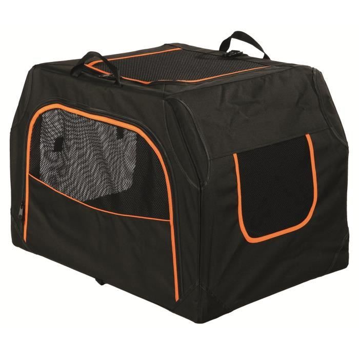 TRIXIE Box de transport Extend - S-M : 68x47x48 cm - Noir et orange - Pour chien